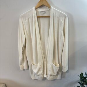 Barefoot Dreams CozyChic Ultra Lite Open Front Cardigan, Pearl White, Sz L